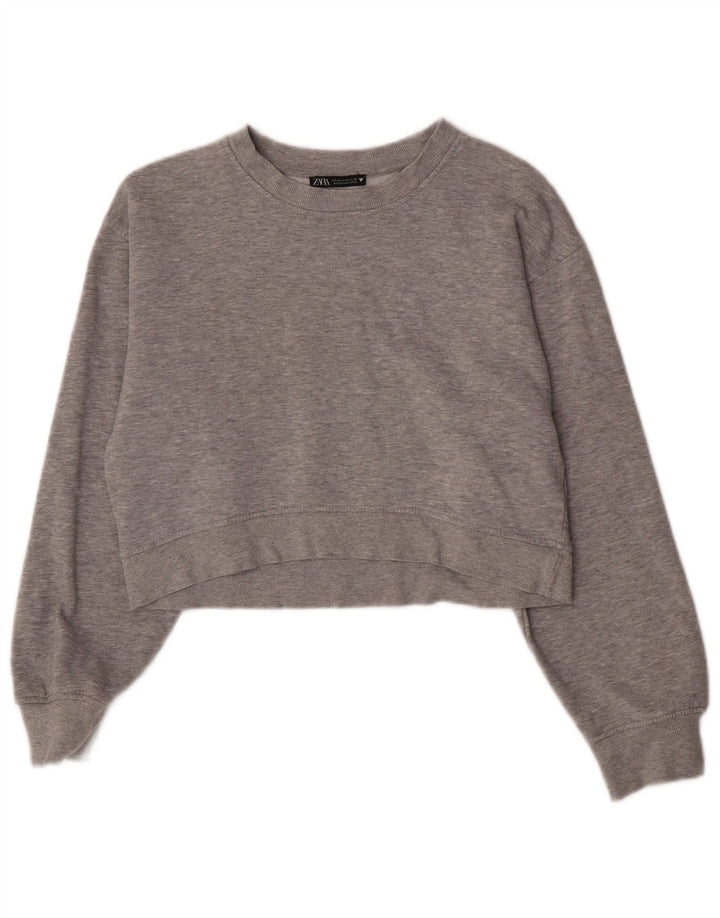 Felpa corta da donna Zara UK 12 Grigio medio