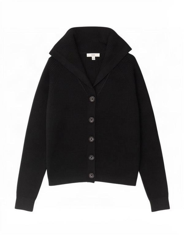 Maglione cardigan da donna Marks & Spencer UK 16 grande viscosa nera
