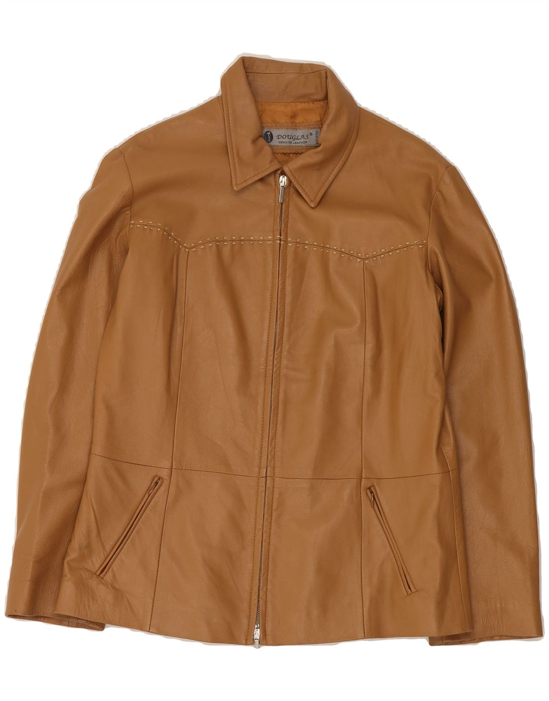 DOUGLAS Womens Leather Jacket UK 14 Medium Brown Leather Vintage Douglas and Second-Hand Douglas from Messina Hembry 