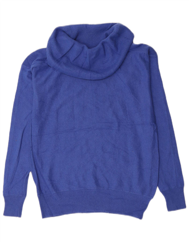 Maglione maglione oversize da donna Reiss con collo alto UK 10 piccolo viscosa blu
