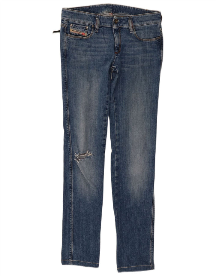 Jeans slim invecchiati da donna Diesel W27 L31 cotone blu