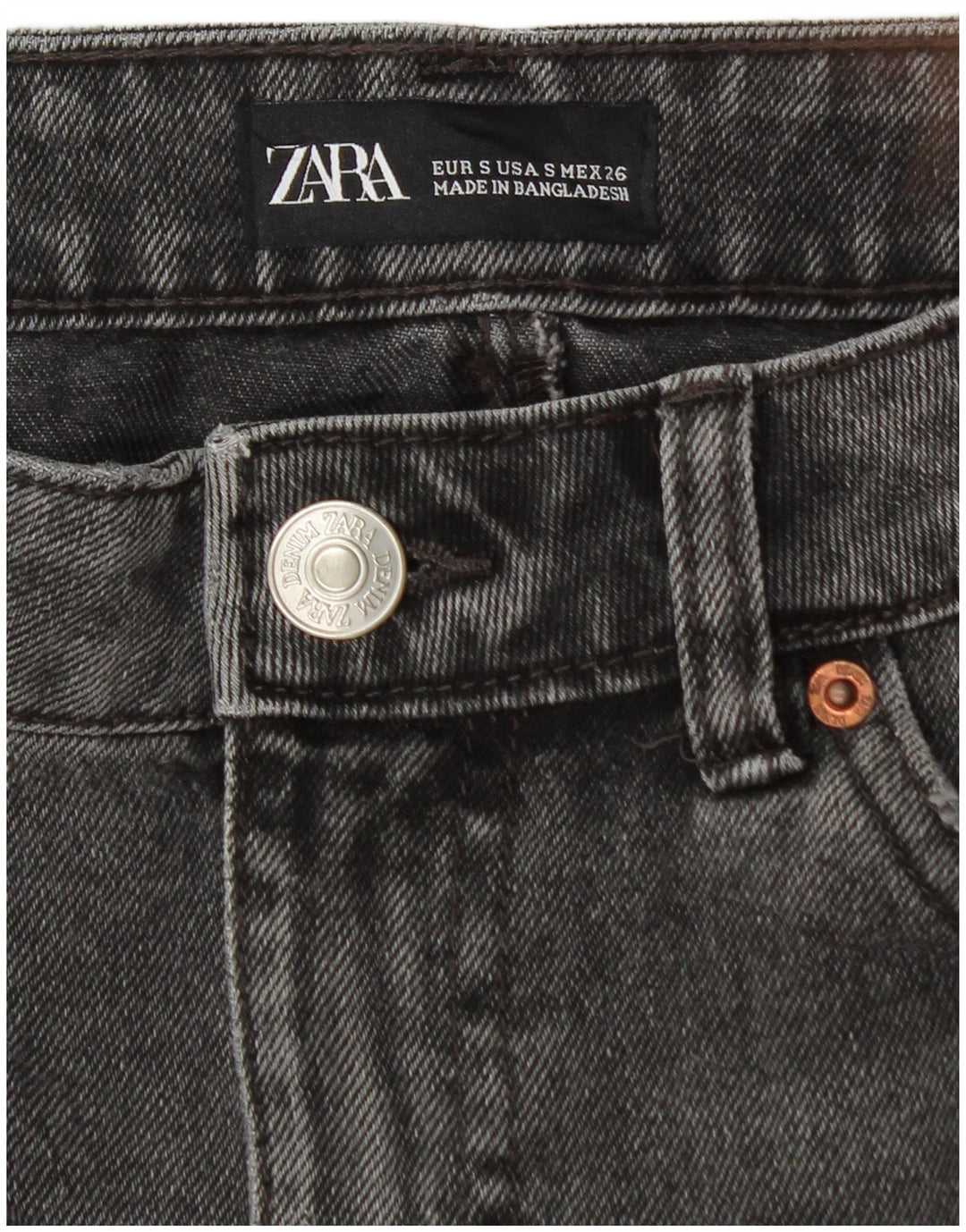 Minigonna di jeans Zara da donna piccola W26 in cotone nero