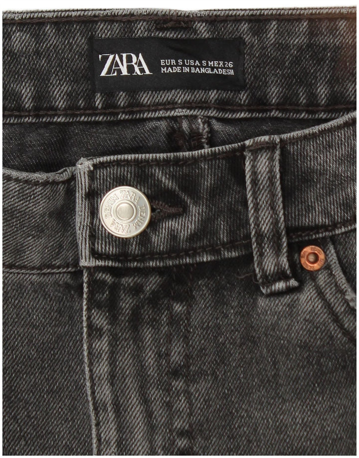 Minigonna di jeans Zara da donna piccola W26 in cotone nero