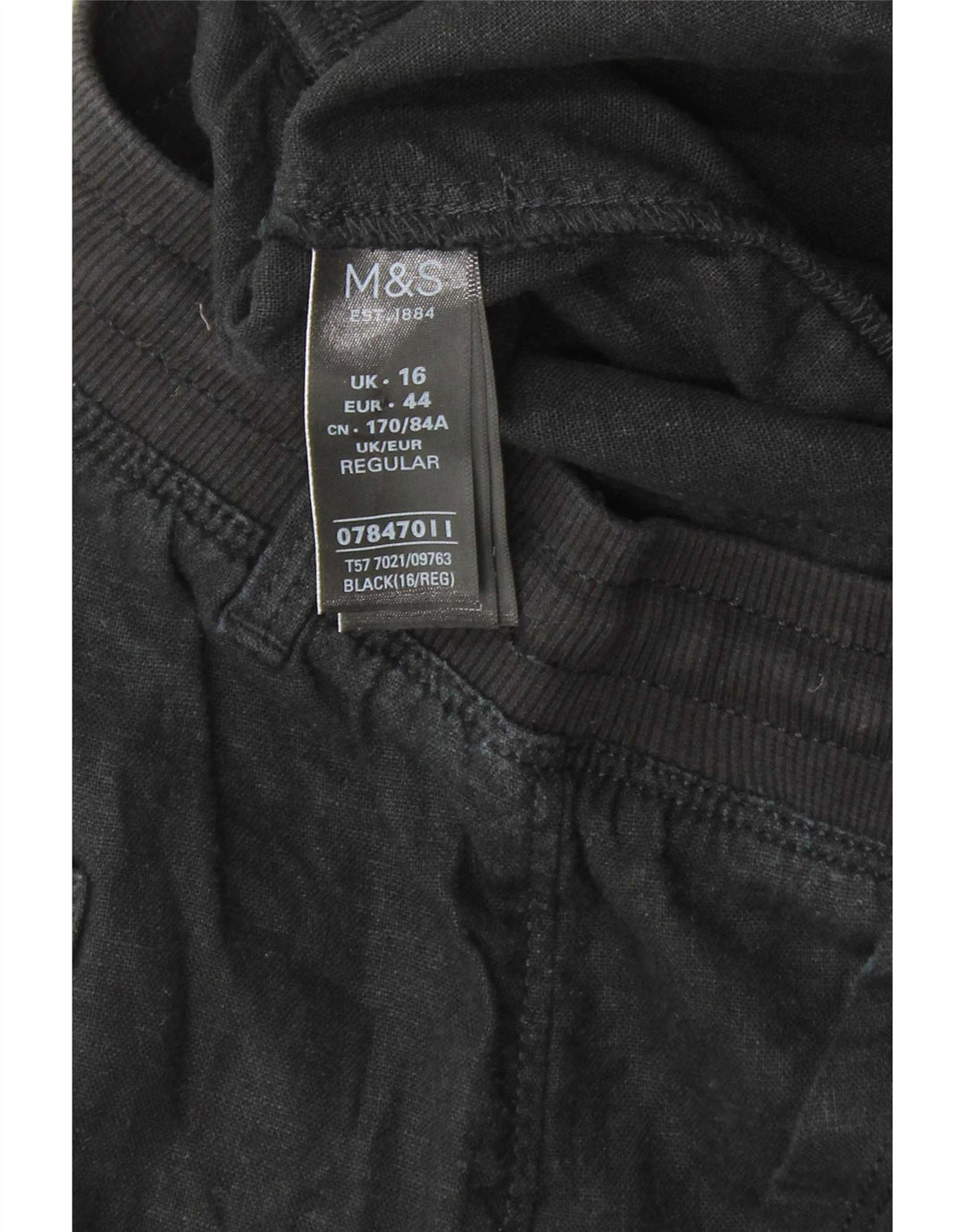 Pantaloni regolari da donna Marks & Spencer UK 16 Large W34 L30 Cotone nero