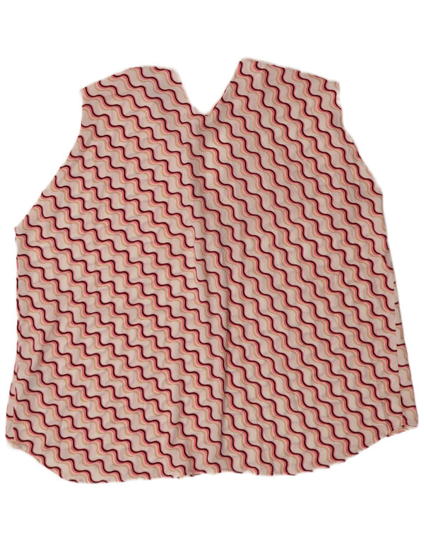 MARKS & SPENCER Camicetta senza maniche da donna UK 24 4XL Rosa Chevron