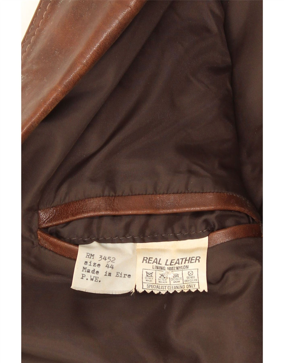 Giacca blazer in pelle vintage da uomo a 2 bottoni IT 44 XS in pelle marrone