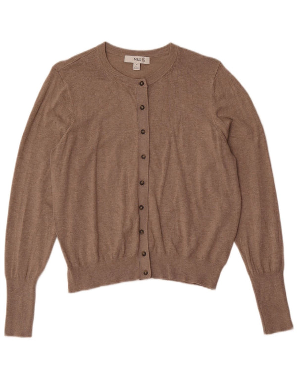 Maglione cardigan corto da donna Marks & Spencer UK 16 grande viscosa marrone