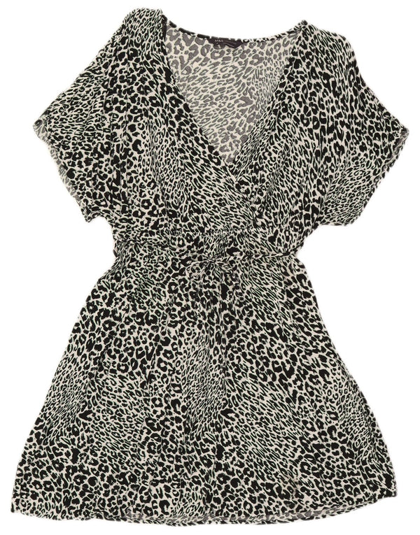 Abito a trapezio da donna Marks & Spencer UK 14 Viscosa con stampa animalier nera media