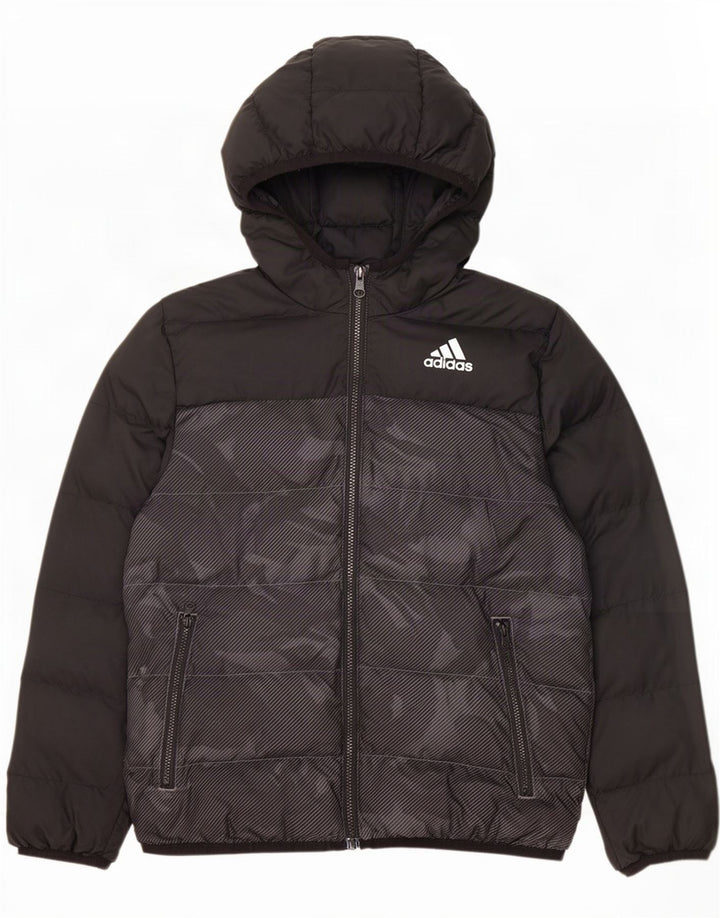 Giacca imbottita con cappuccio Adidas da ragazzo 9-10 anni in poliestere mimetico nero