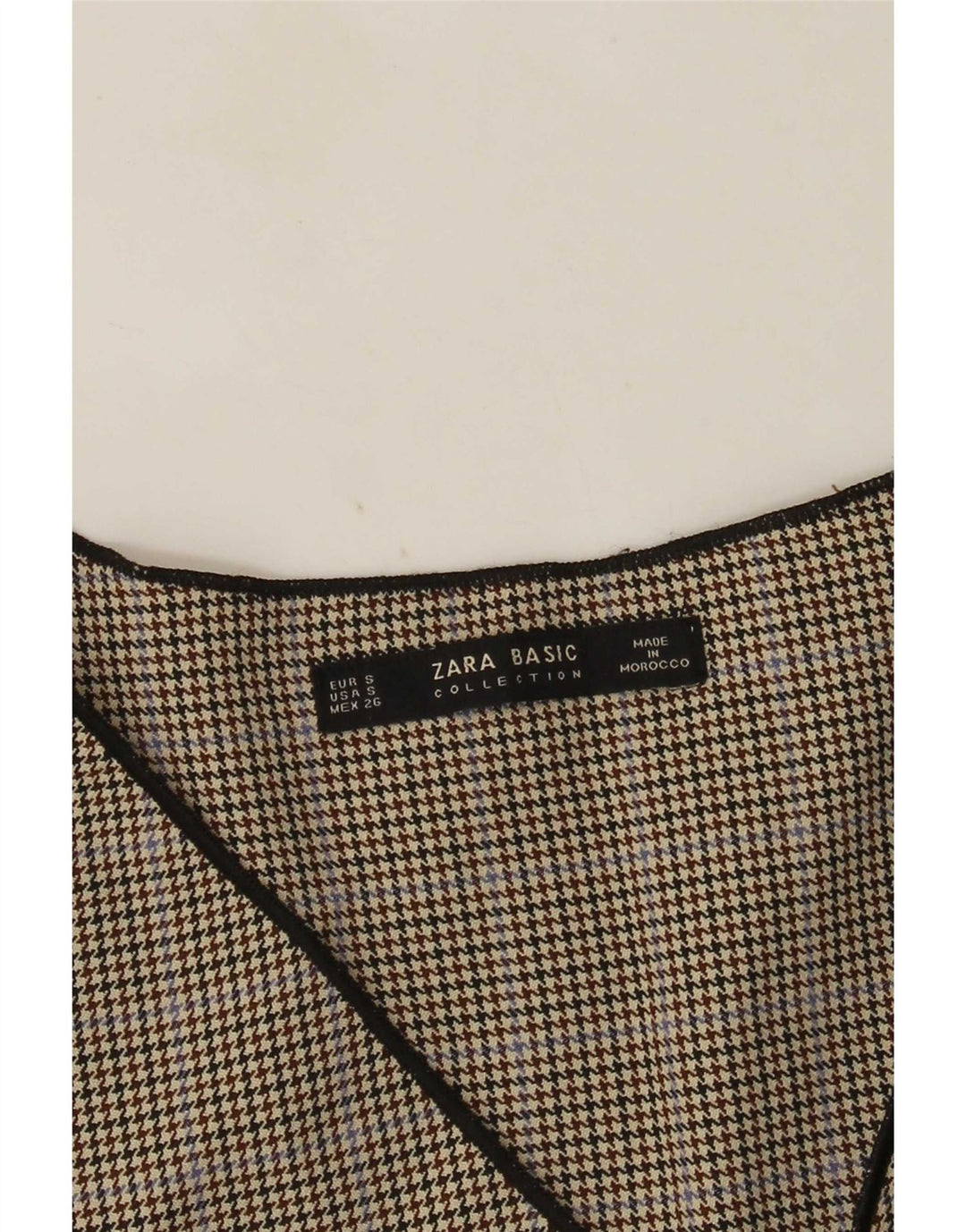 Camicetta a maniche lunghe da donna Zara UK 10 piccolo grigio pied de poule