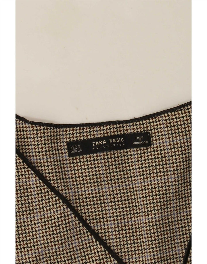 Camicetta a maniche lunghe da donna Zara UK 10 piccolo grigio pied de poule