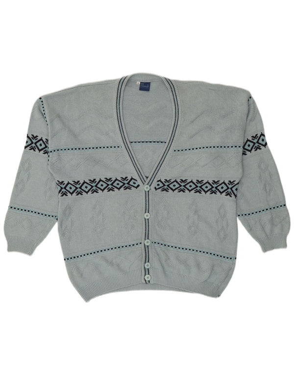 Maglione cardigan da uomo Mr. Forrest XL in cotone geometrico blu