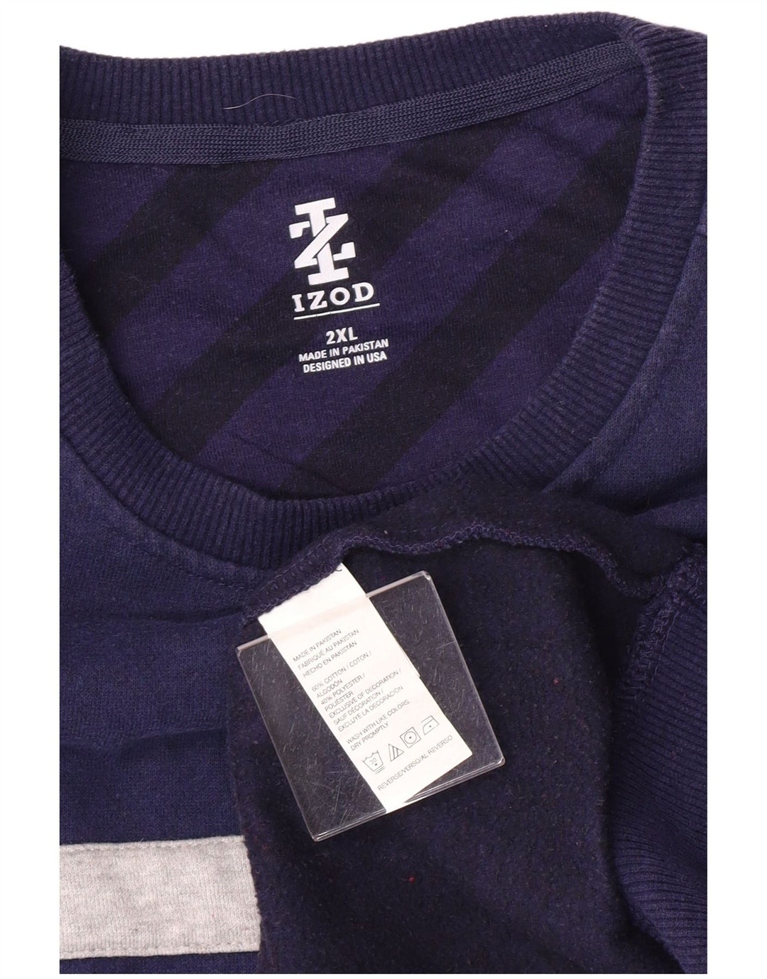 Felpa da uomo Izod maglione 2XL cotone a righe blu navy