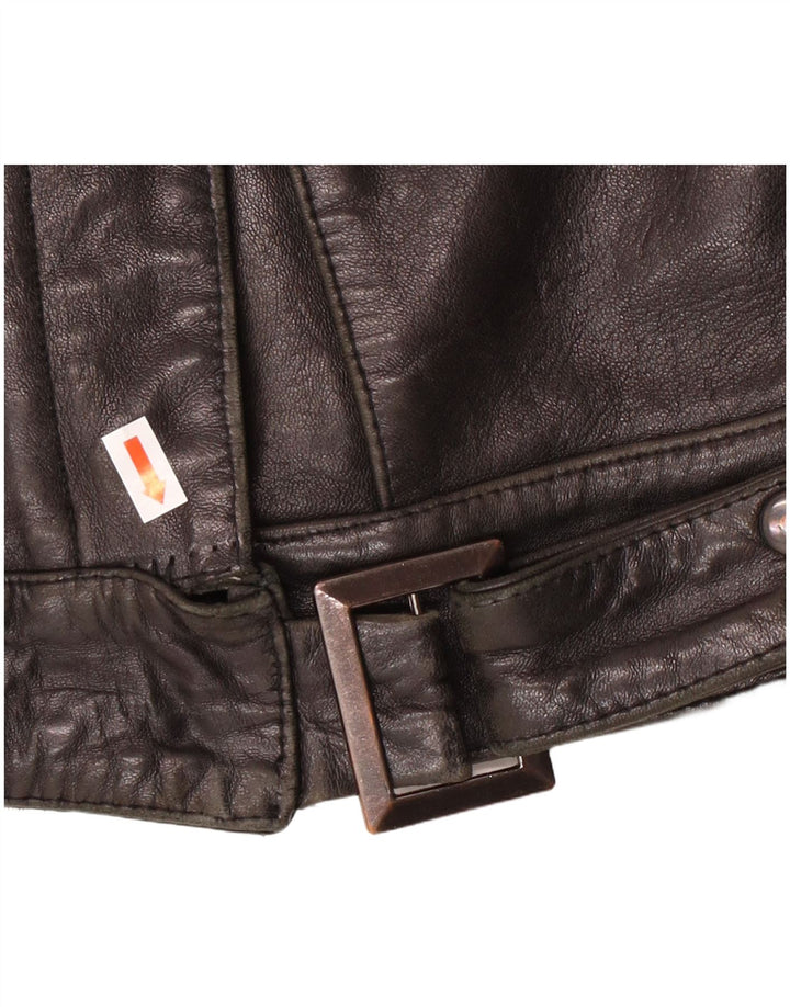 Giacca in pelle da donna vintage IT 44 Biker in pelle nera media