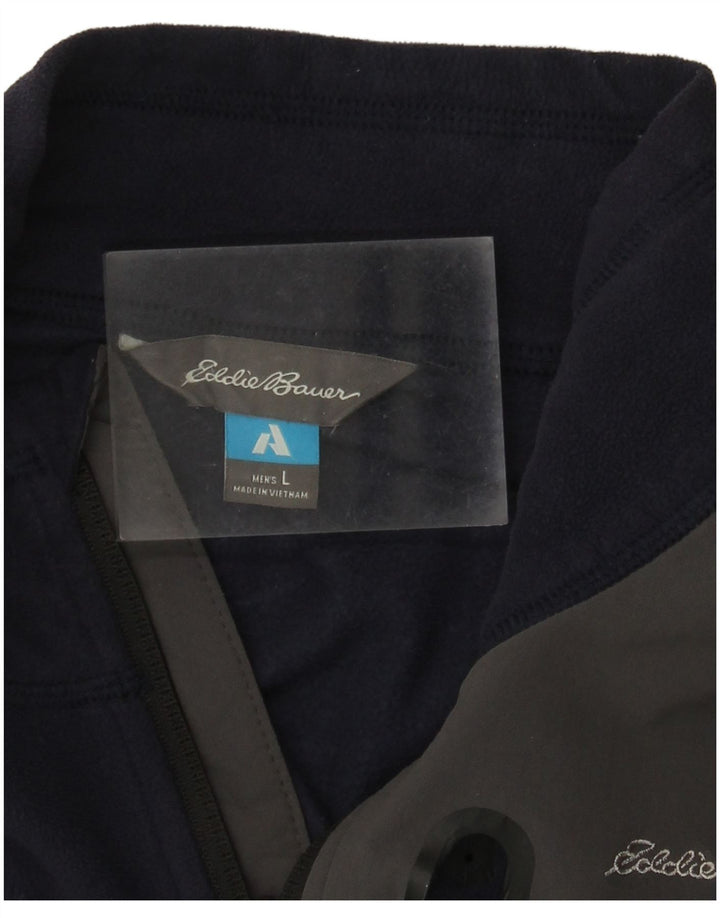 EDDIE BAUER Giacca in pile da uomo UK 40 Large Blu Navy Colourblock