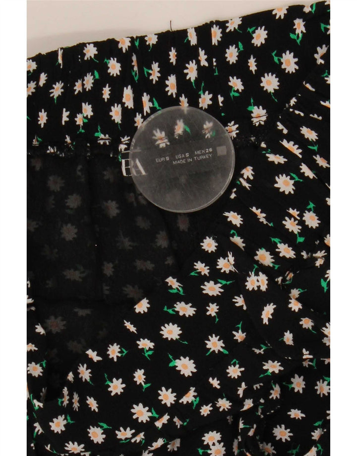 Gonna corta da donna Zara UK 10 piccola nera floreale