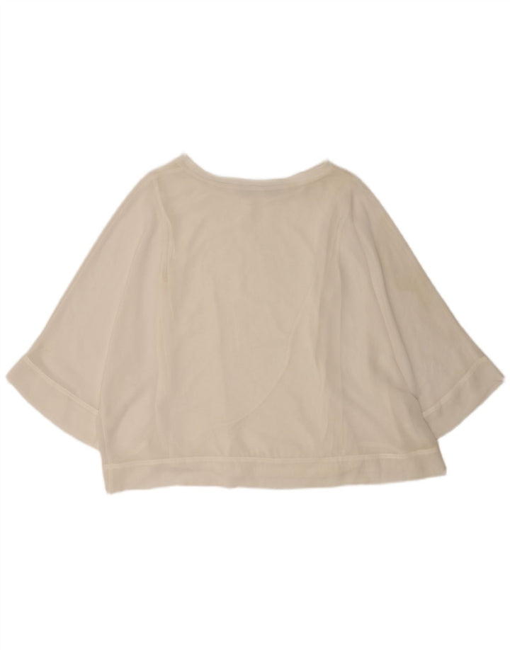 Top Zara da donna con maniche a 3/4, UK 14, poliestere bianco medio