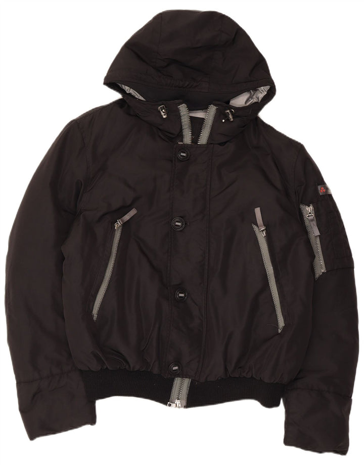 PEUTEREY Giubbotto bomber imbottito con cappuccio da uomo UK 40 Large Nero Poliammide