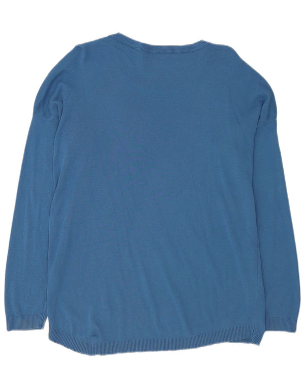 Maglione maglione girocollo da donna Benetton UK 14 Cotone blu medio