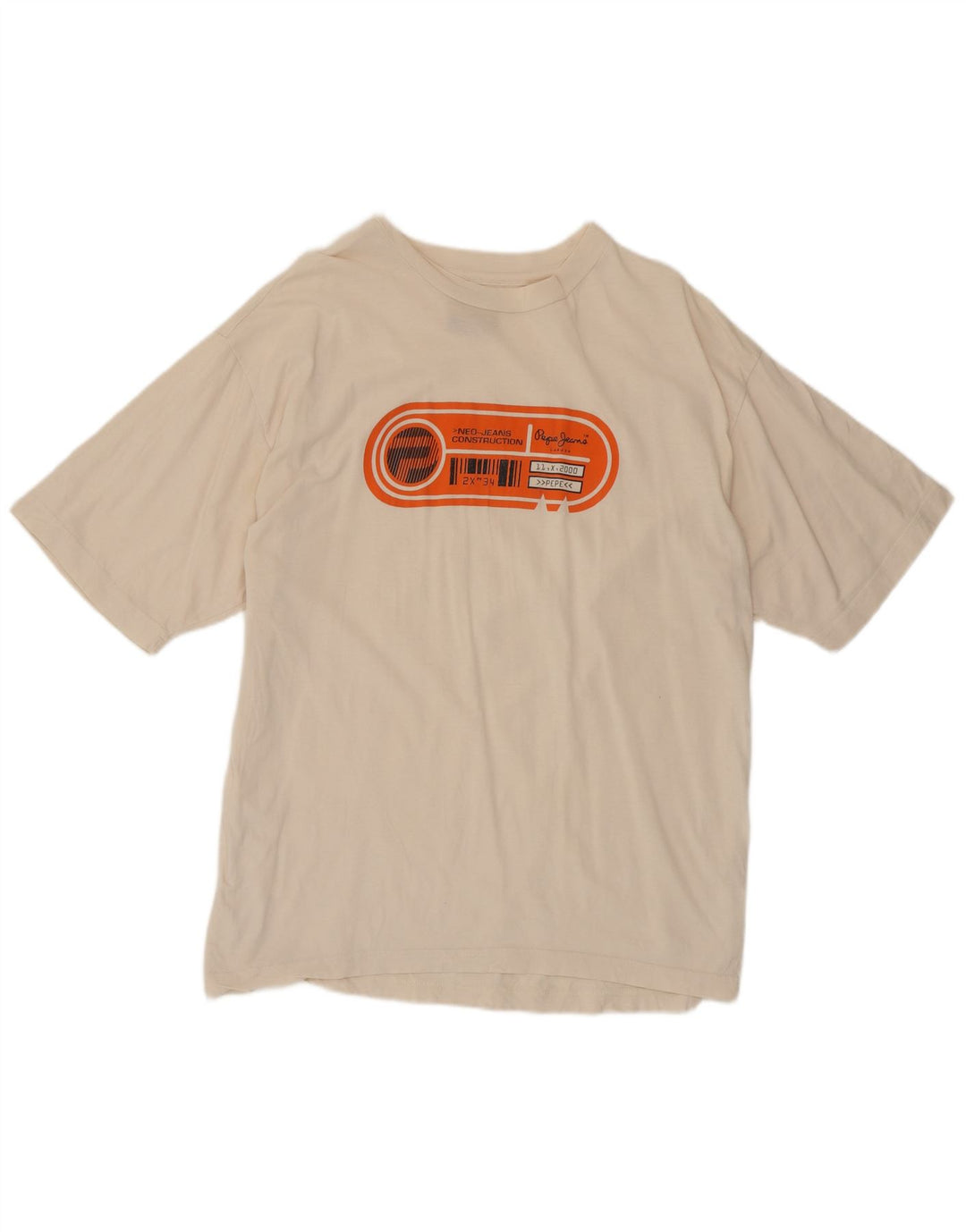 PEPE Jeans T-shirt grafica da uomo Top in cotone bianco sporco medio