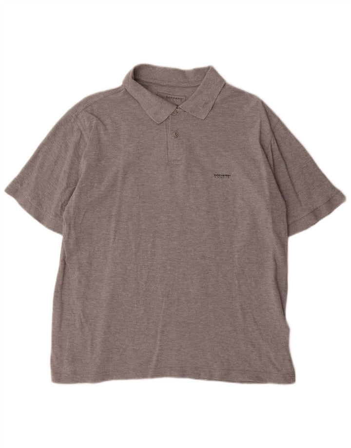 DOCKERS Polo da uomo kaki in cotone screziato grigio medio