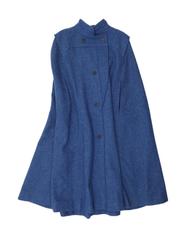 Cappotto a mantella da donna Jimmy Hourihan UK 14 Lana nuova screziata blu medio
