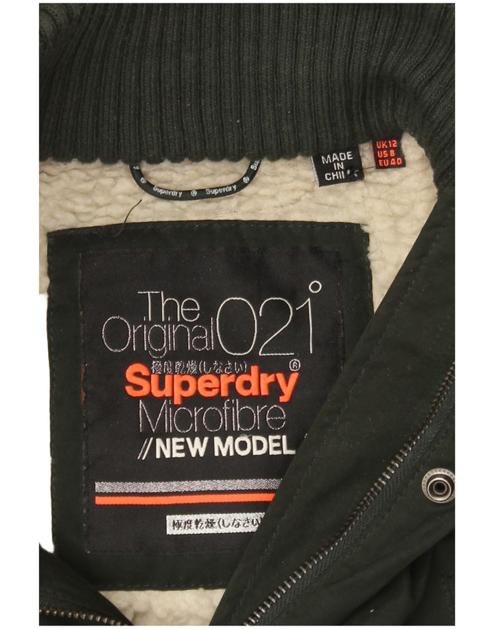 Giacca parka sherpa da donna con cappuccio SUPERDRY UK 12 poliestere kaki medio