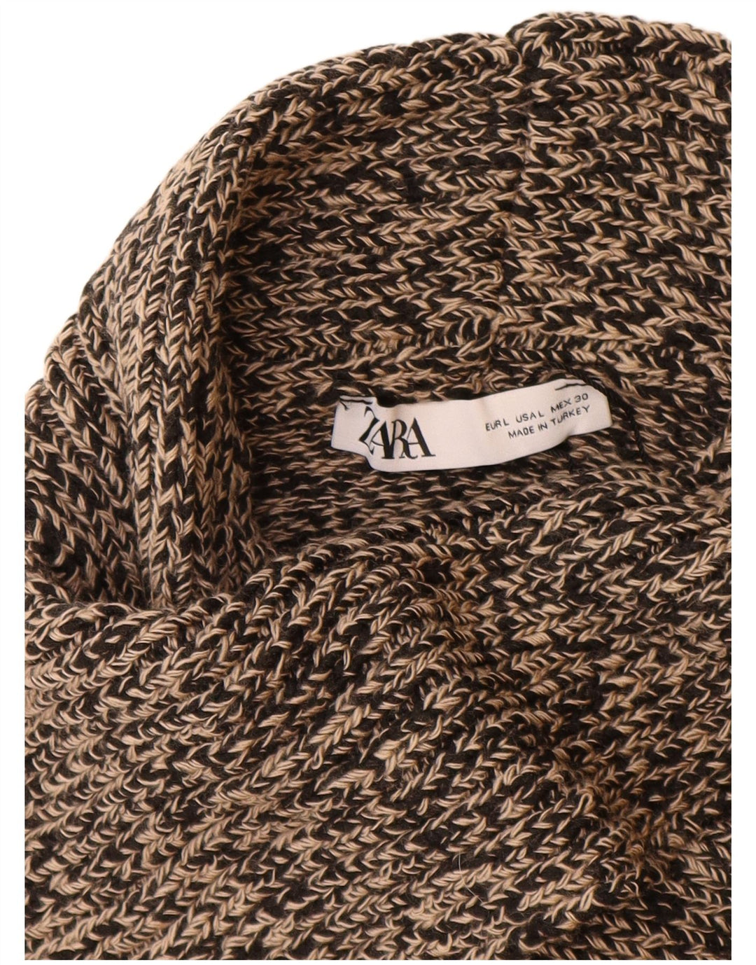 Maglione da donna ZARA con collo alto e collo alto UK 16 Acrilico chiazzato beige grande