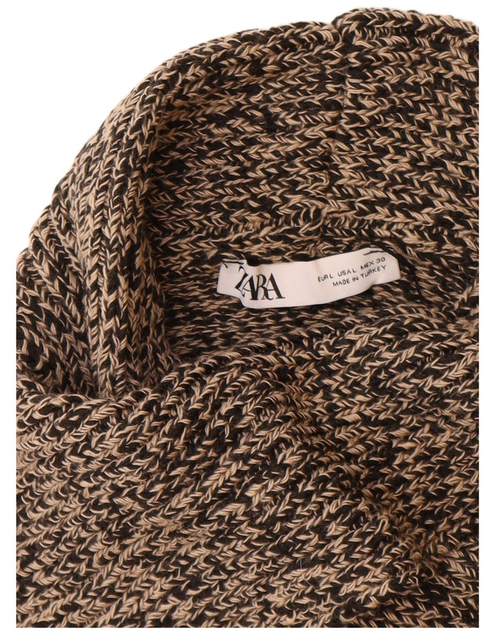 Maglione da donna ZARA con collo alto e collo alto UK 16 Acrilico chiazzato beige grande