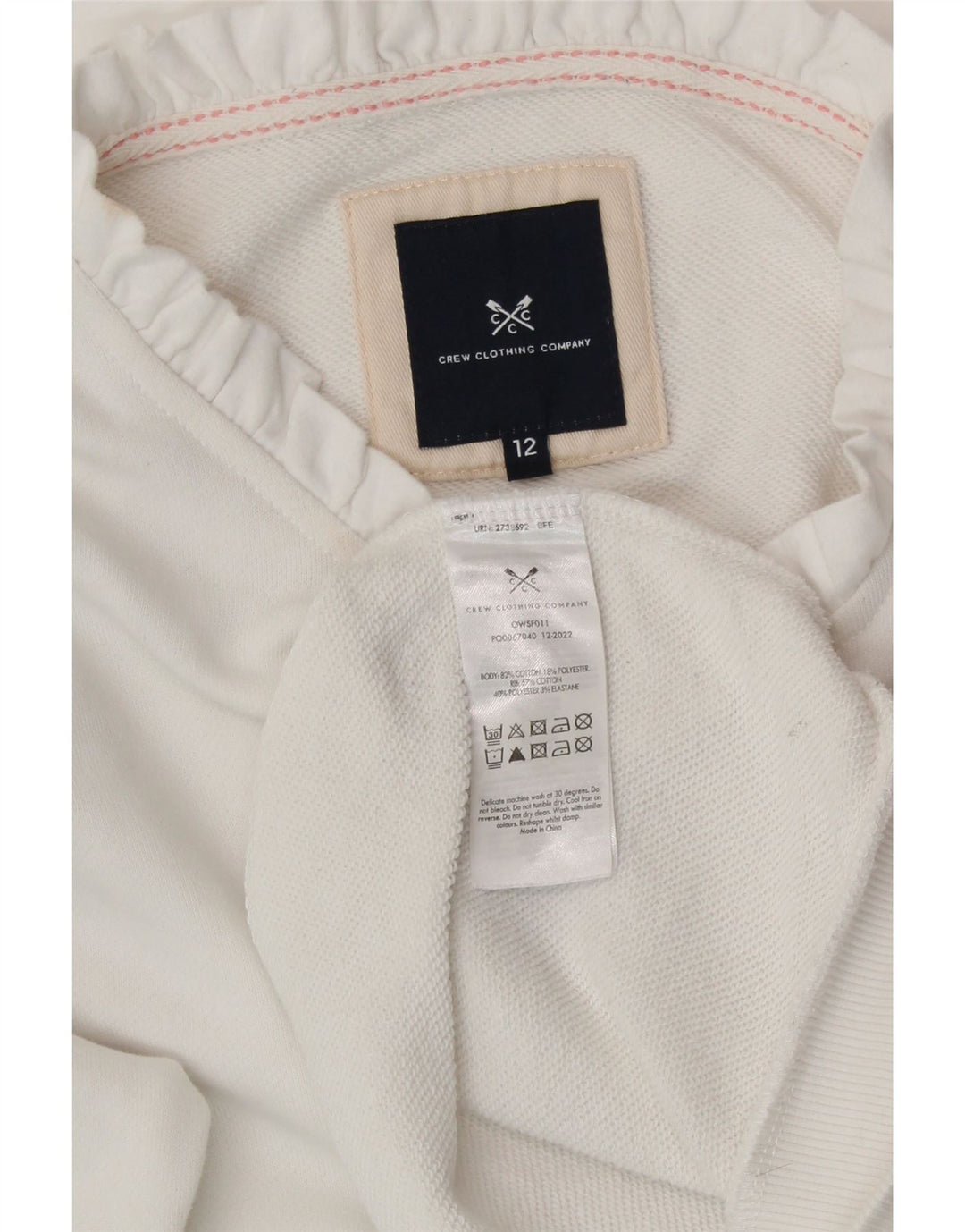CREW CLOTHING Felpa da donna Maglione UK 12 Cotone bianco medio