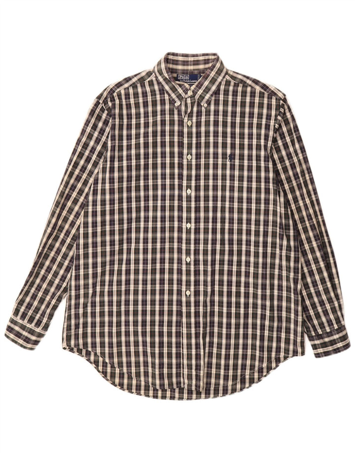 POLO RALPH LAUREN Camicia Andover da uomo taglia 16 1/2 grande quadretto multicolore