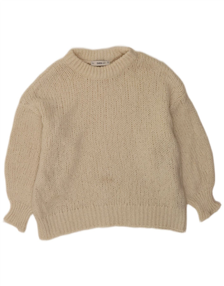 Maglione maglione girocollo oversize da donna Zara UK 10 piccolo bianco sporco