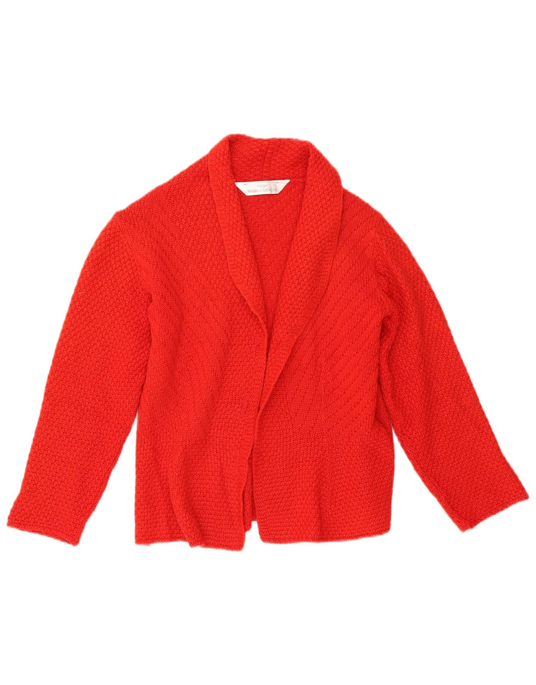 Maglione cardigan aperto corto da donna Marks & Spencer UK 10 piccolo in lana rossa