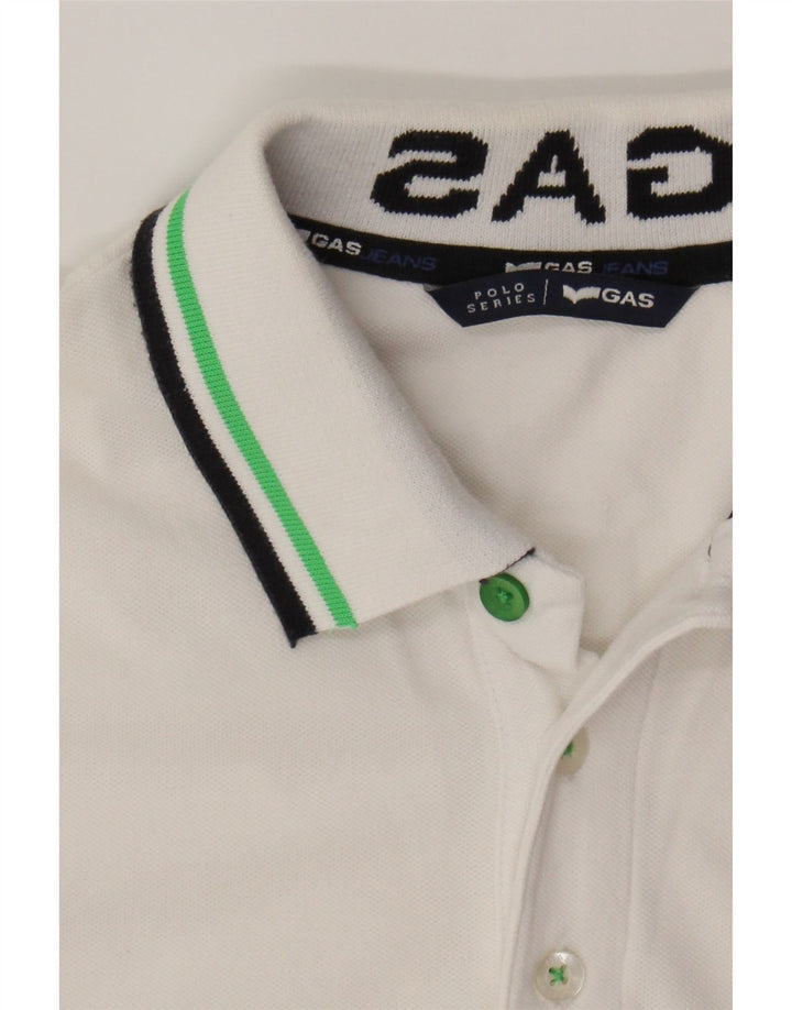 GAS Mens Polo Shirt Medium White Cotton Vintage Gas and Second-Hand Gas from Messina Hembry 