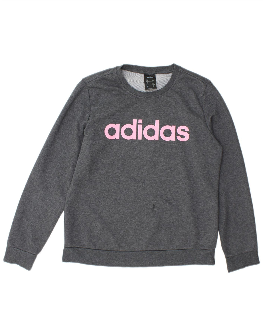 Felpa grafica da donna Adidas Jumper UK 12/14 Cotone grigio medio