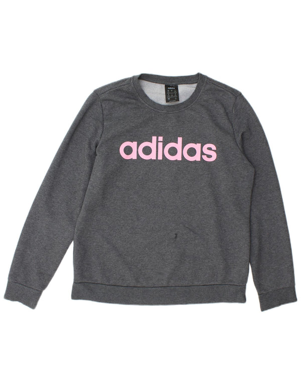 Felpa grafica da donna Adidas Jumper UK 12/14 Cotone grigio medio