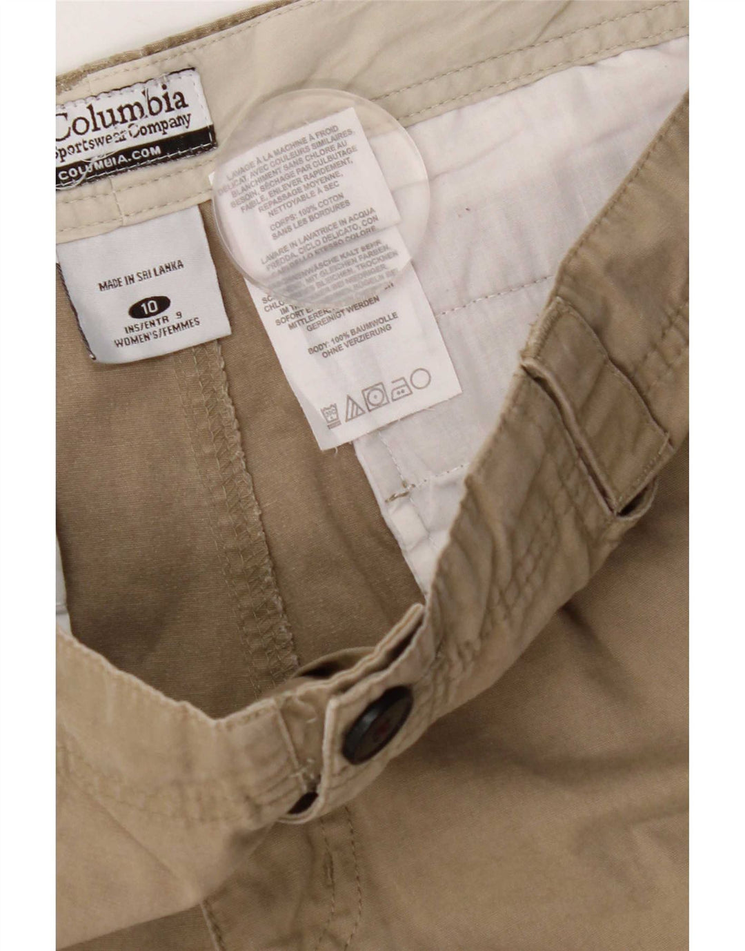 Pantaloncini cargo Columbia da donna US 10 Large W32 cotone kaki