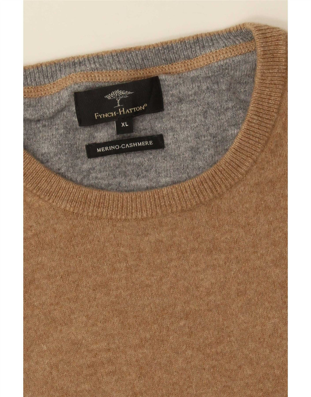 Maglione maglione girocollo da uomo Fynch Hatton XL lana merino marrone
