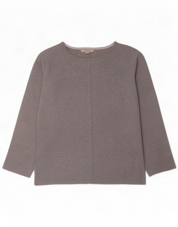White Stuff Maglione da donna con scollo a barchetta UK 10 piccolo cotone grigio