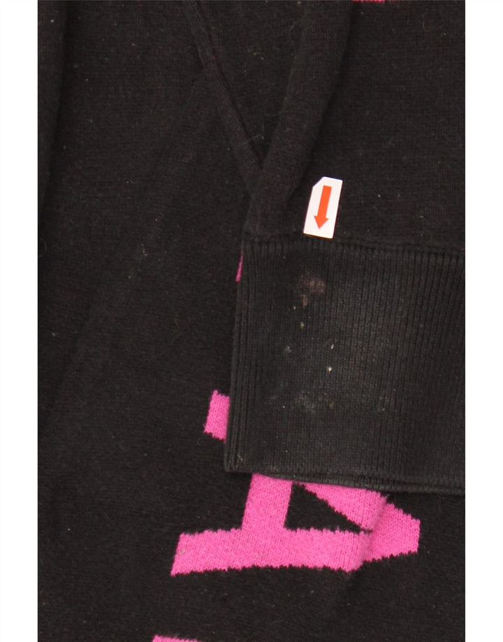 CALVIN KLEIN JEANS Felpa corta da donna Maglione UK 14 Medio Nero