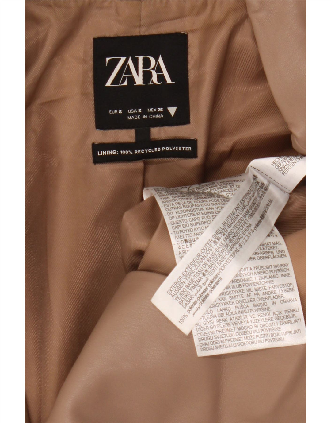 Giacca blazer da donna in ecopelle a 2 bottoni Zara da donna UK 10 piccola in poliestere beige