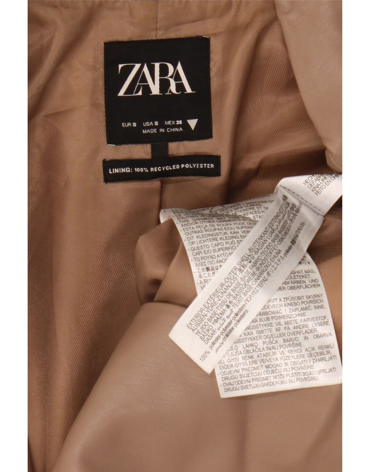 Giacca blazer da donna in ecopelle a 2 bottoni Zara da donna UK 10 piccola in poliestere beige