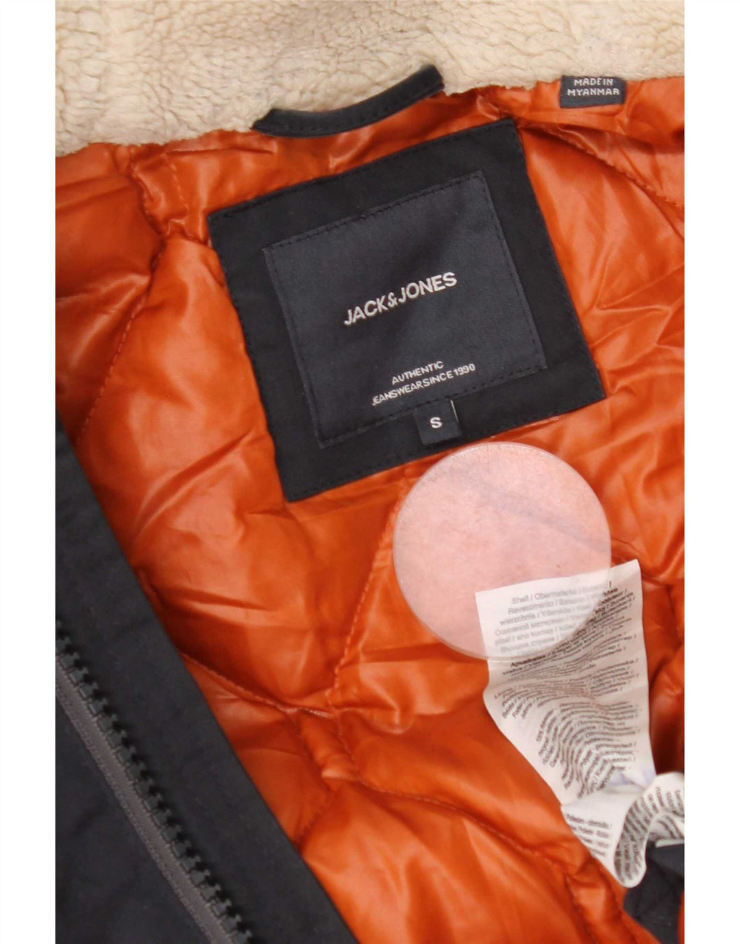 Giacca Parka con cappuccio da uomo Jack & Jones UK 36 Small Poliestere blu navy