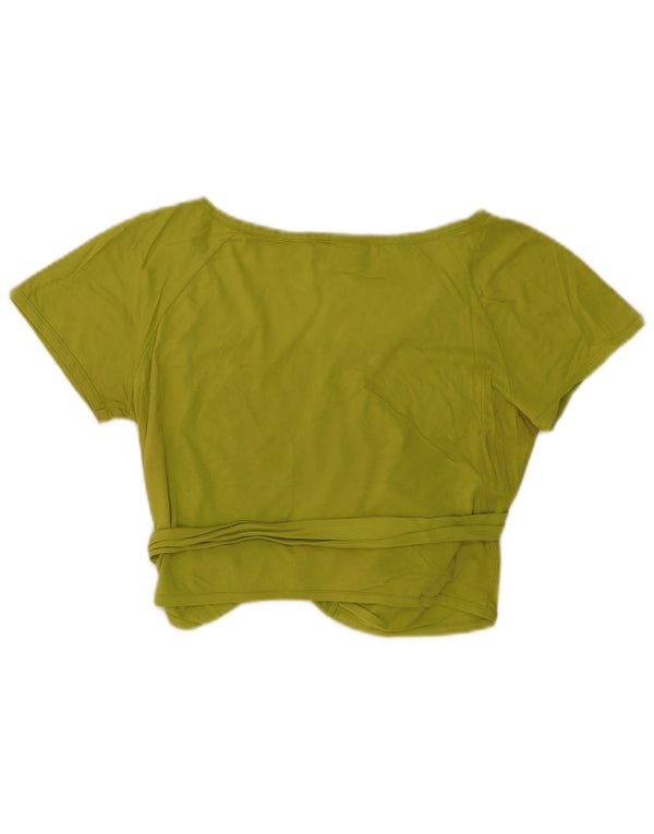 STEFANEL Womens Wrap Blouse Top UK 12 Medium Green Cotton