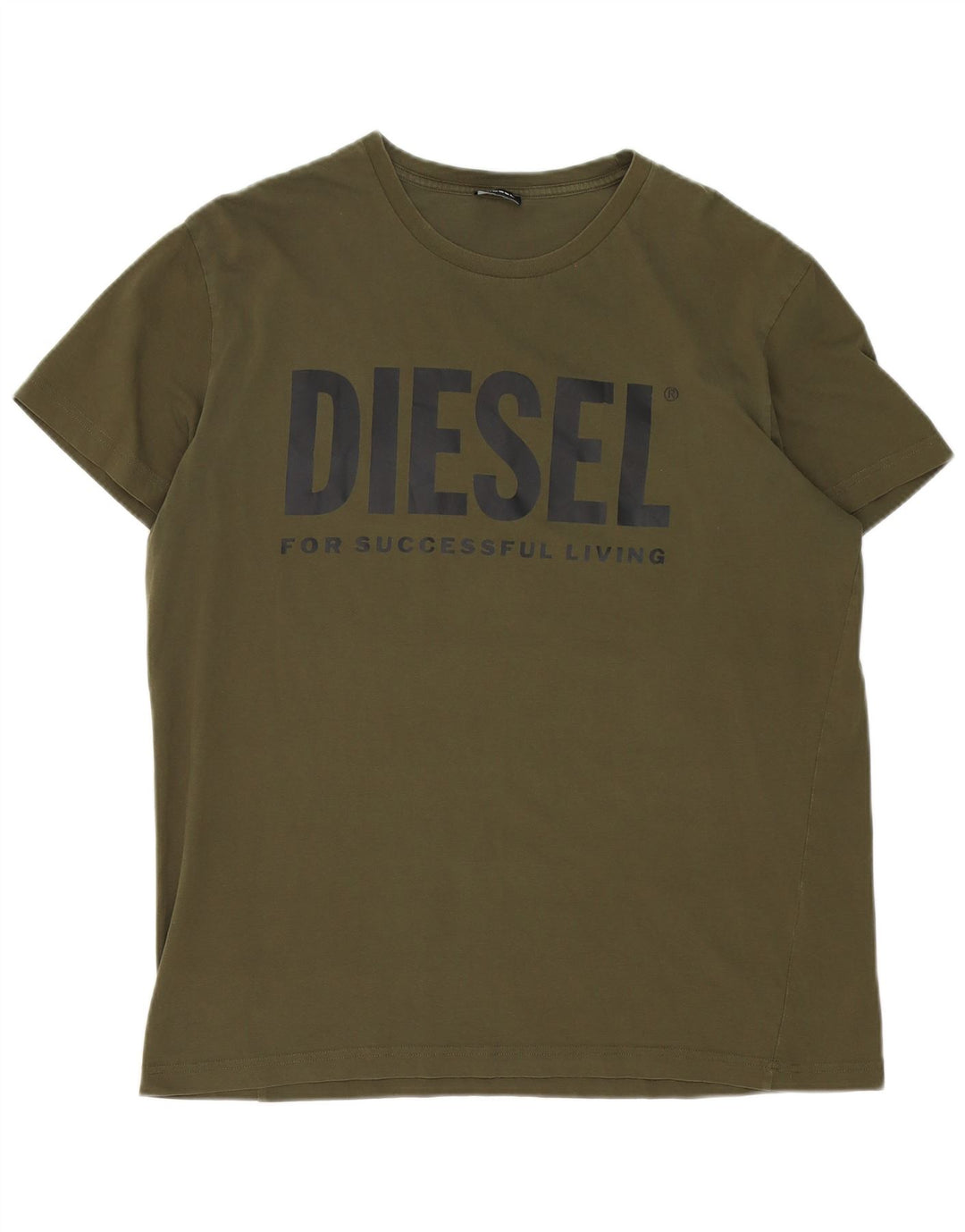 T-shirt grafica da uomo Diesel Top grande in cotone kaki