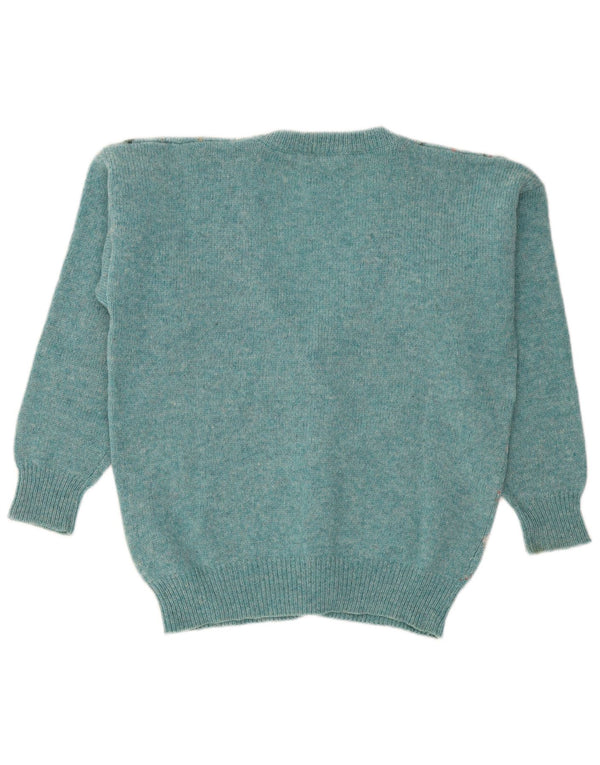Maglione cardigan da uomo Cacharel Lana medio turchese a rombi/diamante