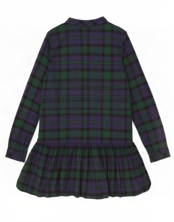 Abito Zara da donna Trafaluc a maniche lunghe a vita bassa UK 12 verde medio a quadri