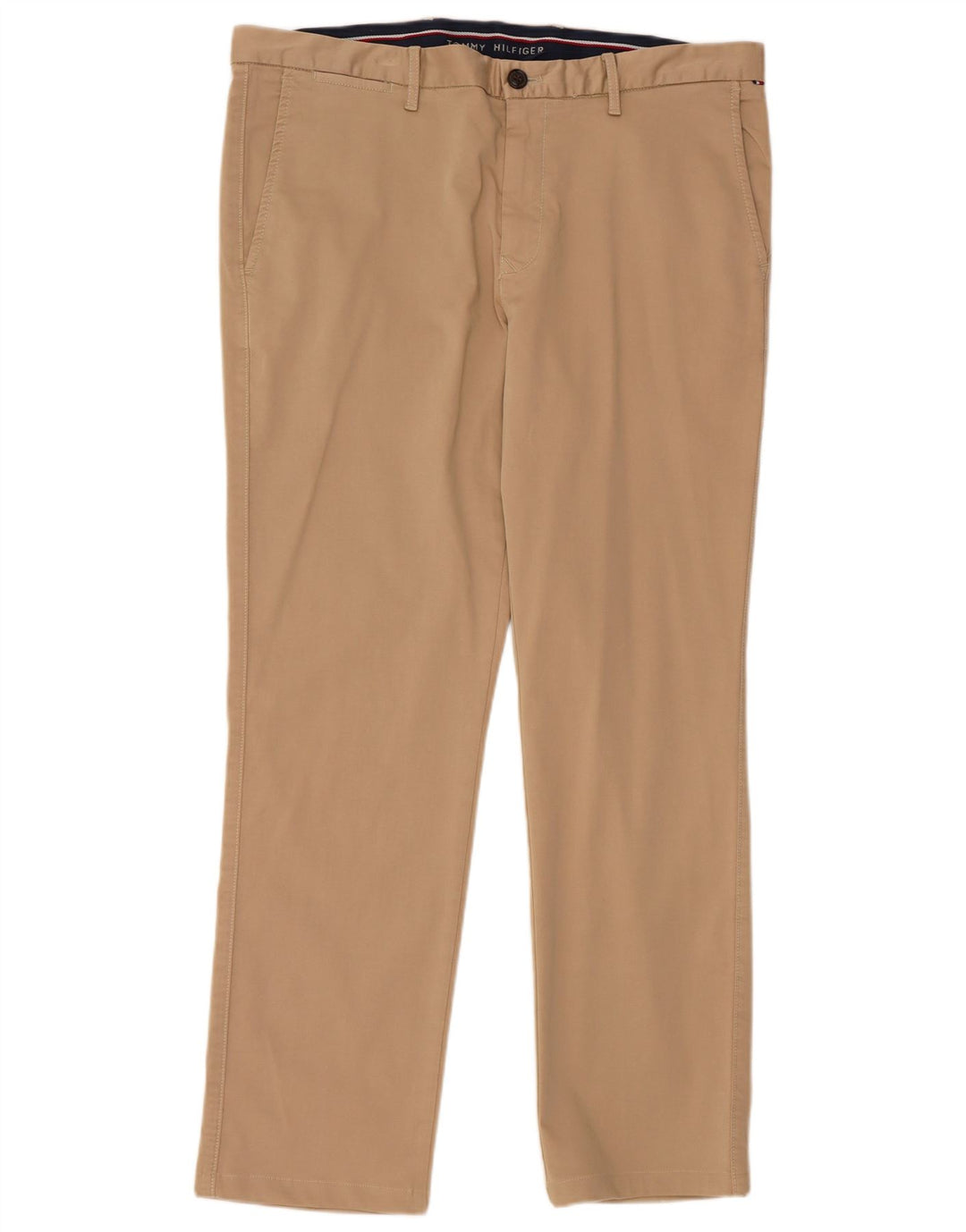 TOMMY HILFIGER Pantaloni chino dritti da uomo W36 L32 Cotone beige