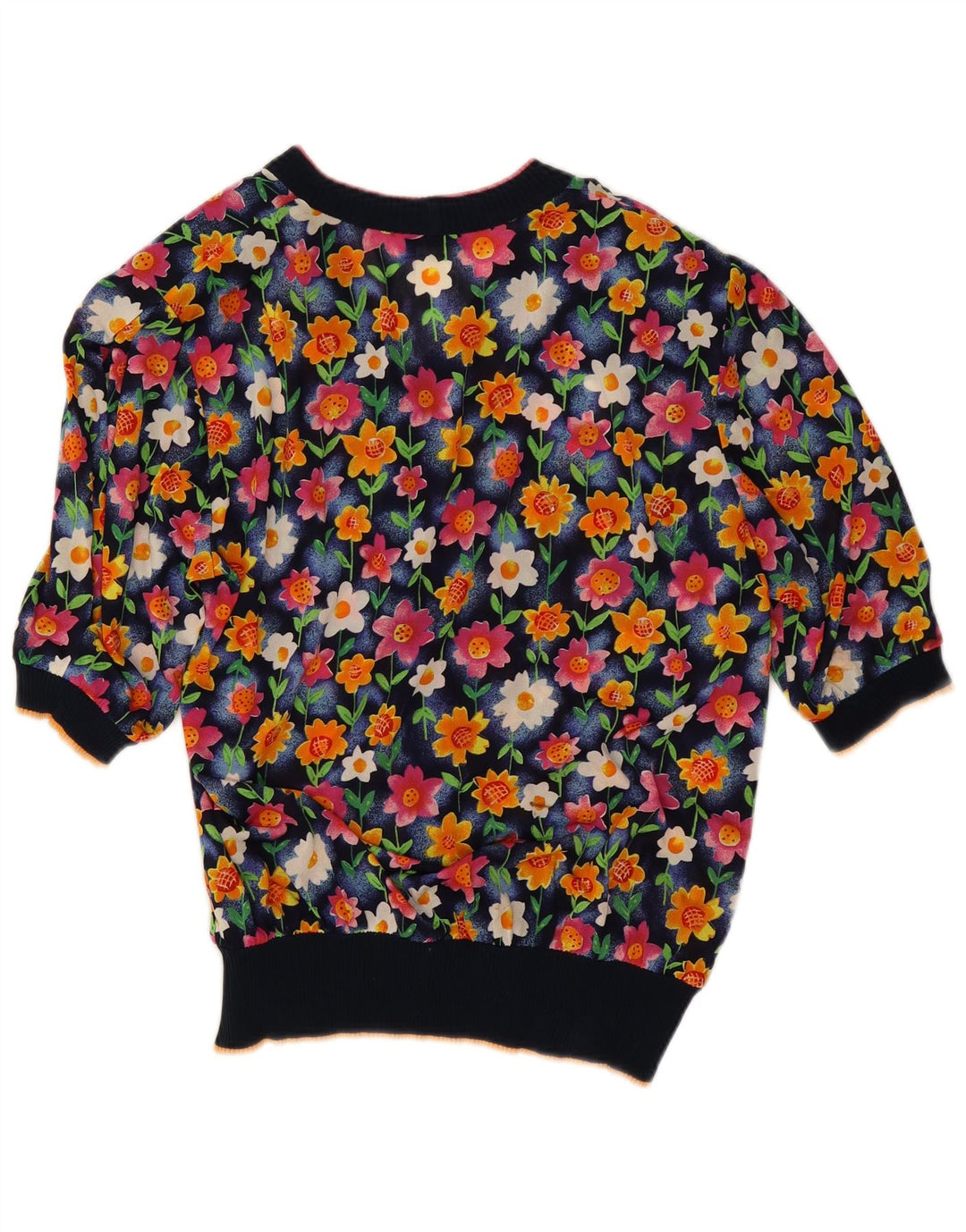 Top cardigan da donna Gibi UK 14 Acetato floreale grande blu navy