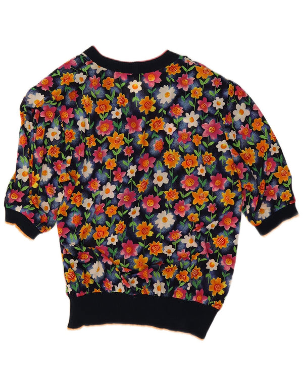 Top cardigan da donna Gibi UK 14 Acetato floreale grande blu navy